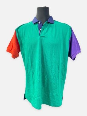 Vintage 90s NWT Sears Colorblock Polo Golf Shirt L  XL Preppy Streetstyle Sporty